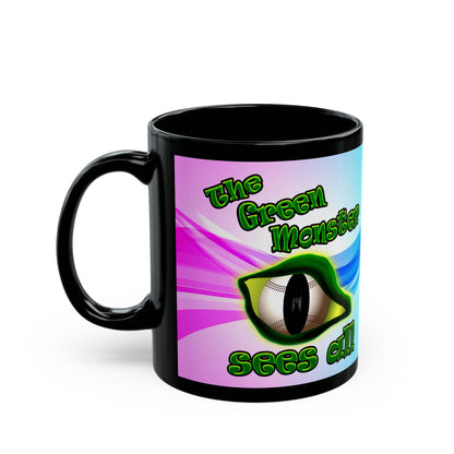 green monster - Black Mug (light blue-pink wave)