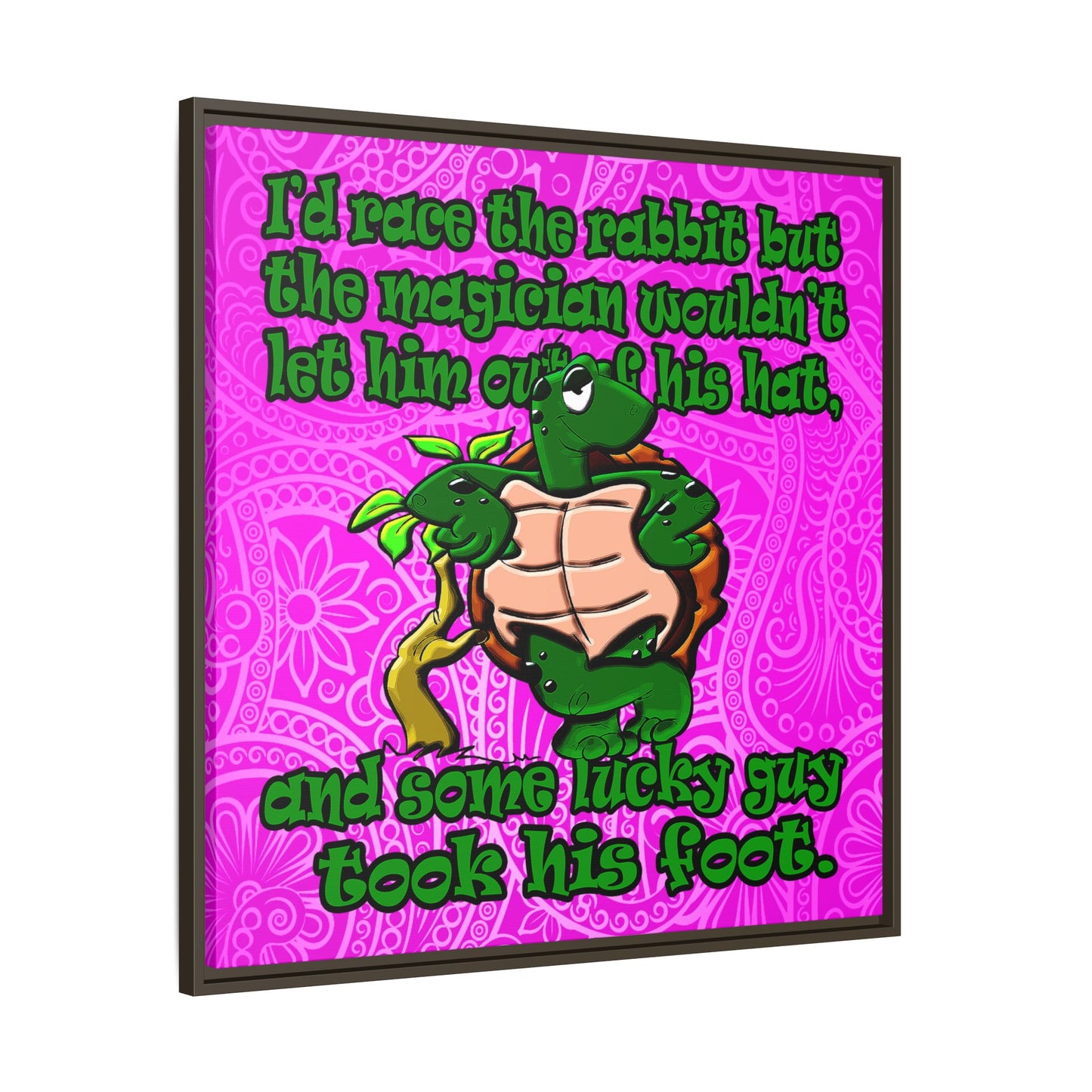 turtle race - framed canvas art (pink swirl)