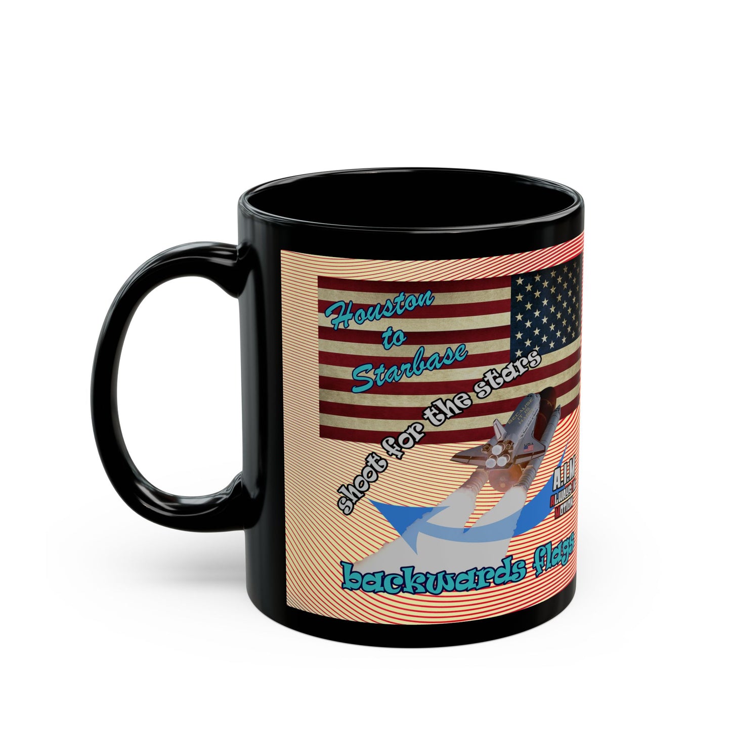 shoot for the stars - Black Mug (yellow-orange wave)
