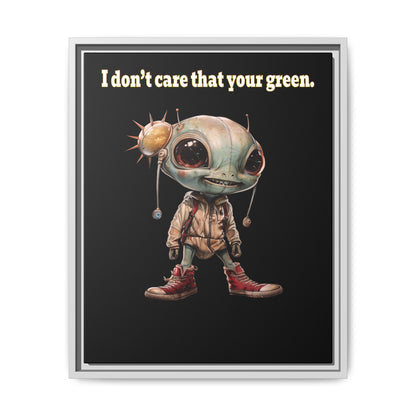 I don't care that your green - framed canvas art (black)