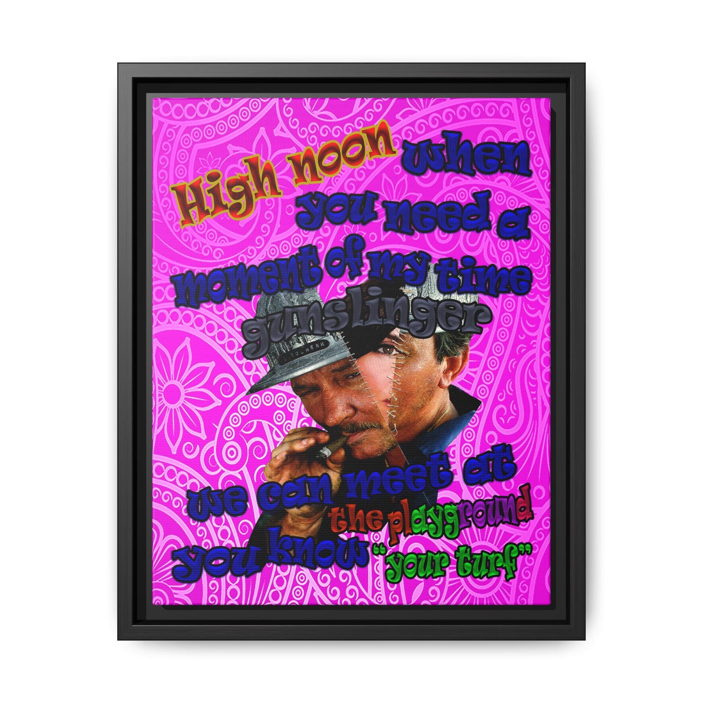 high noon - framed canvas art (pink swirl)