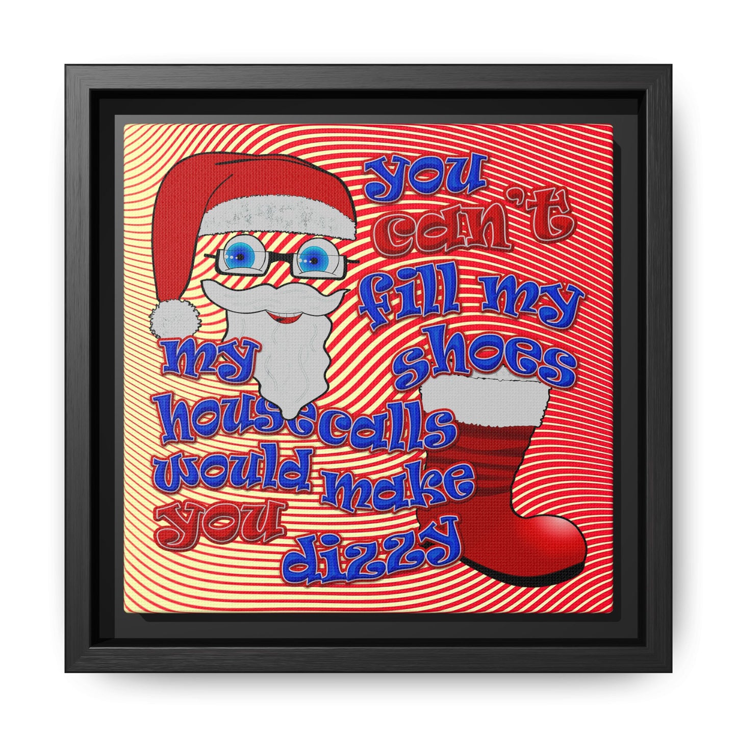 santa's shoes - framed canvas art (yellow-orange wave)