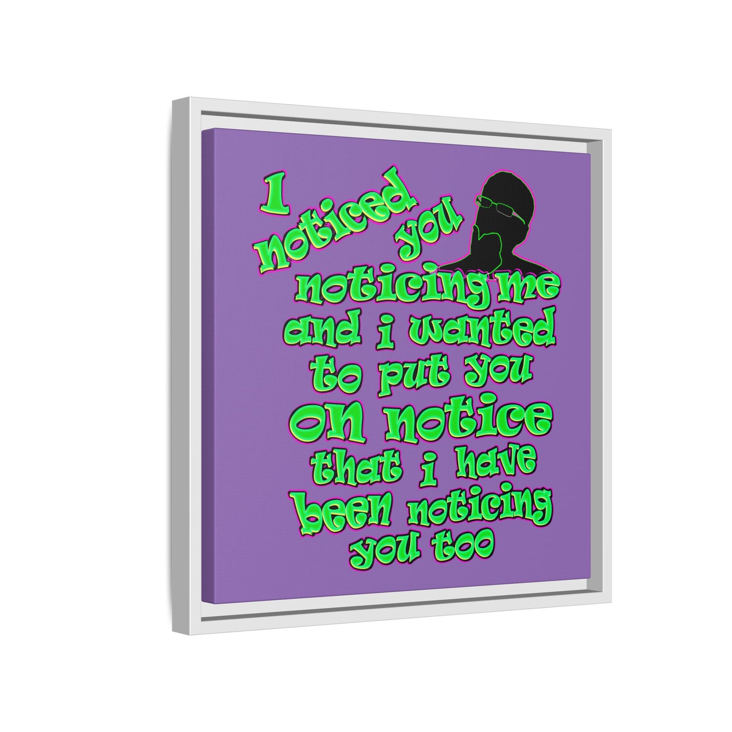 noticed you noticing - framed canvas art (light purple)