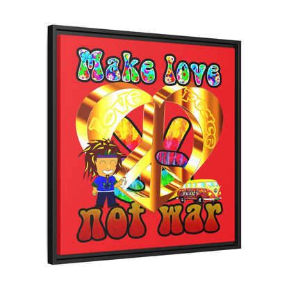 love peace - framed canvas art (red)