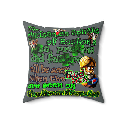 christmas spirits of boston - Spun Polyester Square Pillow - (dark grey)