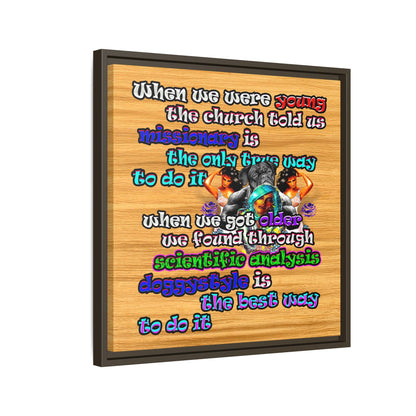 doggystyle - framed canvas art (butterscotch wood finish)