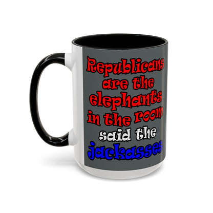 donkeys and elephants - Accent Mug (dark grey)