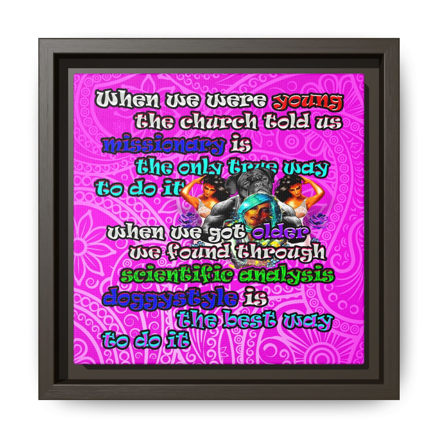 doggystyle - framed canvas art (pink swirl)