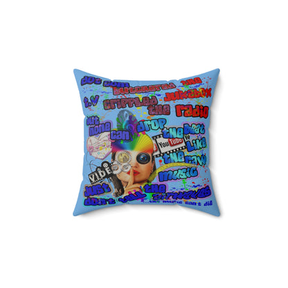 drop the beat - Faux Suede Square Pillow - (light blue)