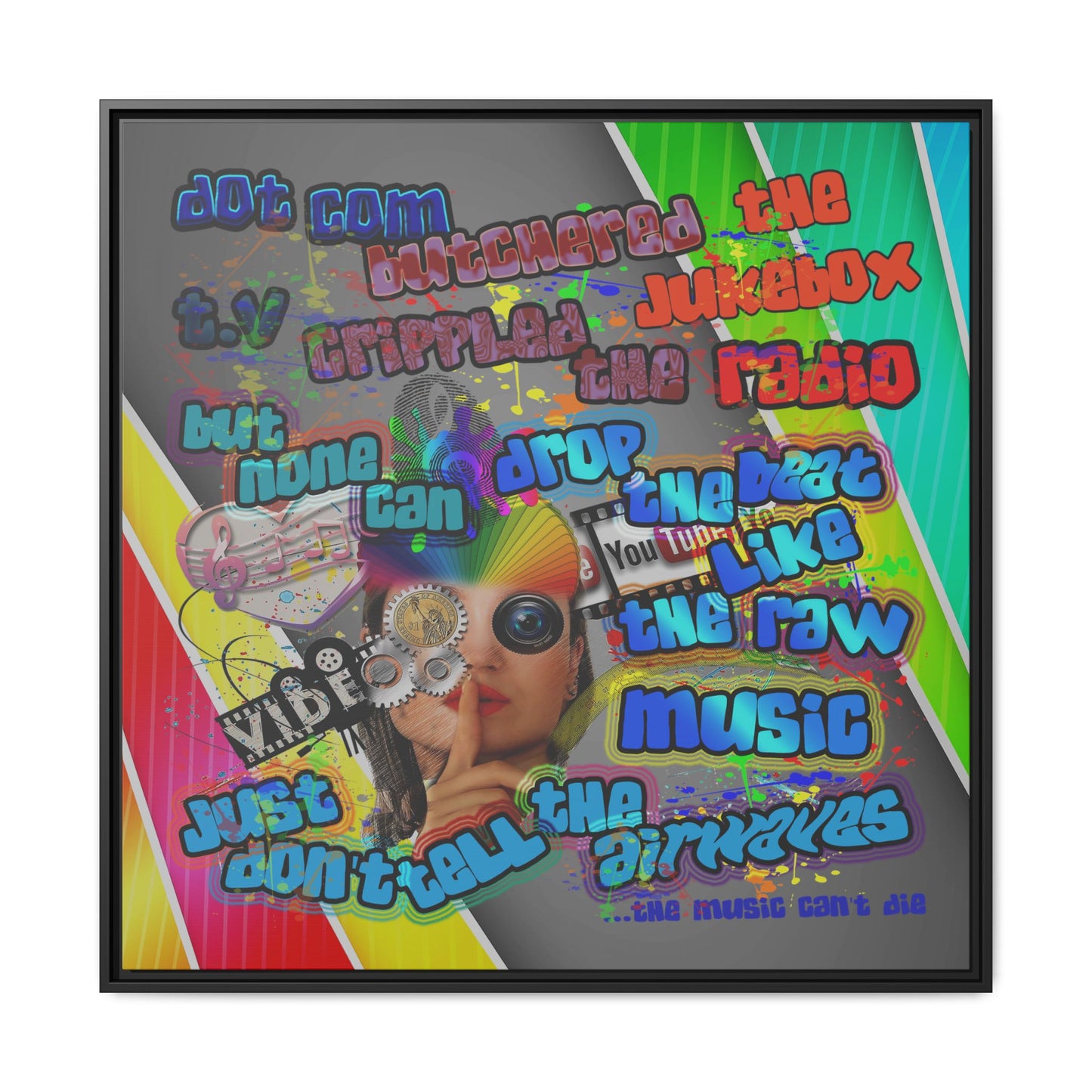 drop the beat - framed canvas art (rainbow split)