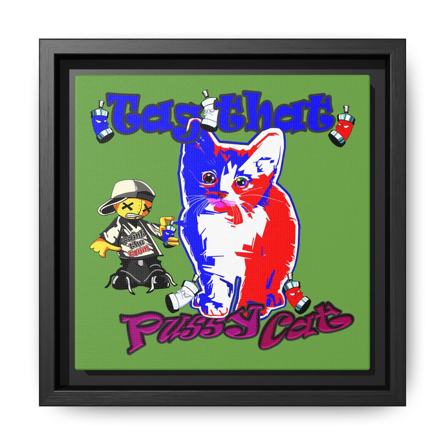 tag that - framed canvas art (green)