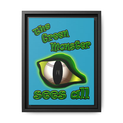 green monster - framed canvas art (turquoise)