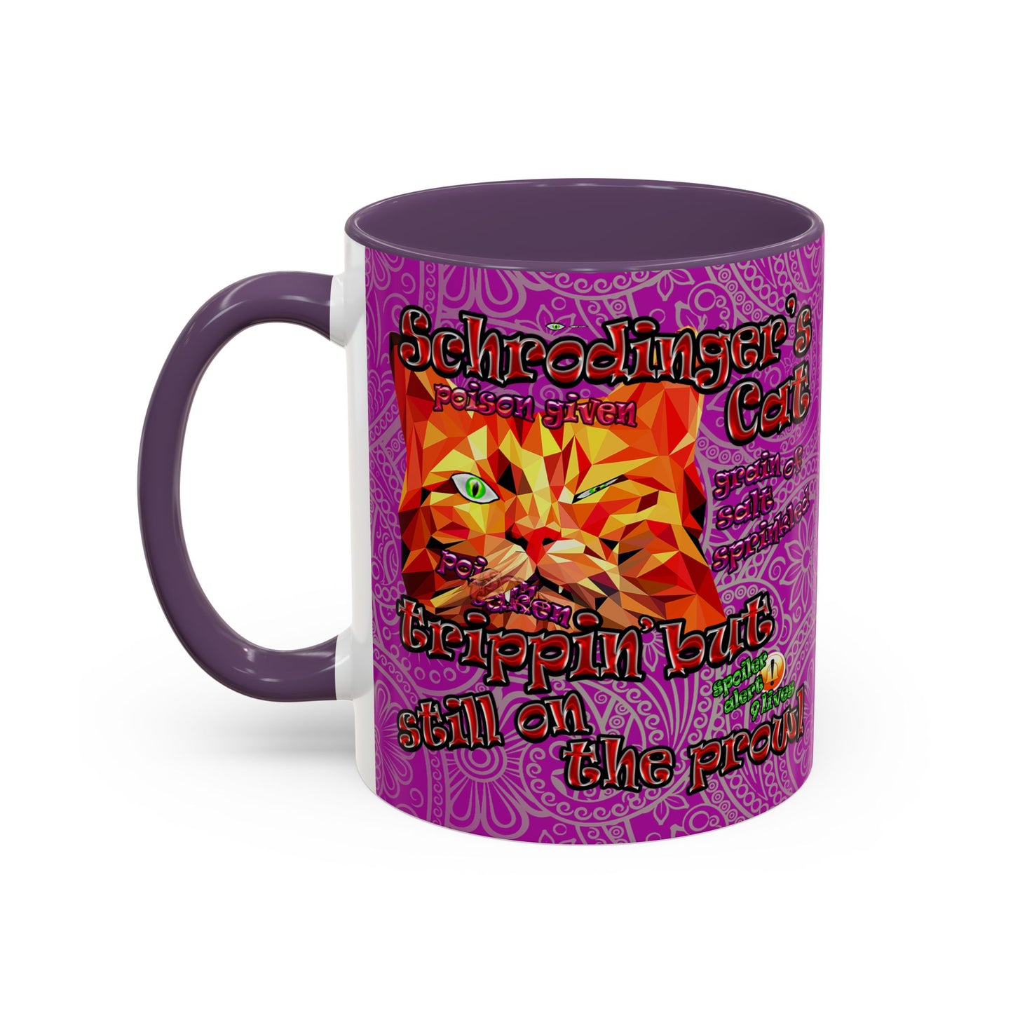 schrodinger's cat - Accent Mug (pink swirl)