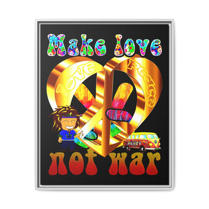love peace - framed canvas art (black)