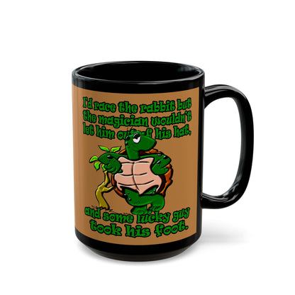 turtle race - Black Mug (light brown)