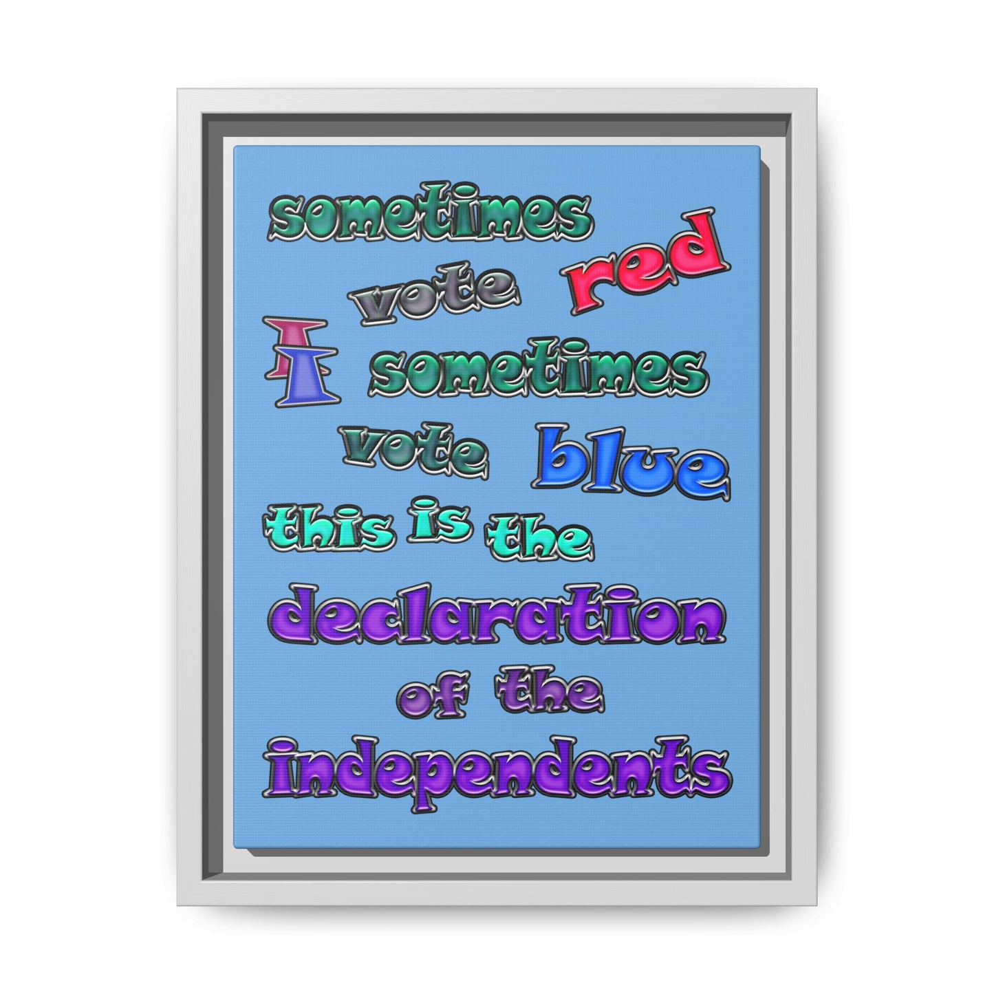 declaration of the independents - framed canvas art (light blue)
