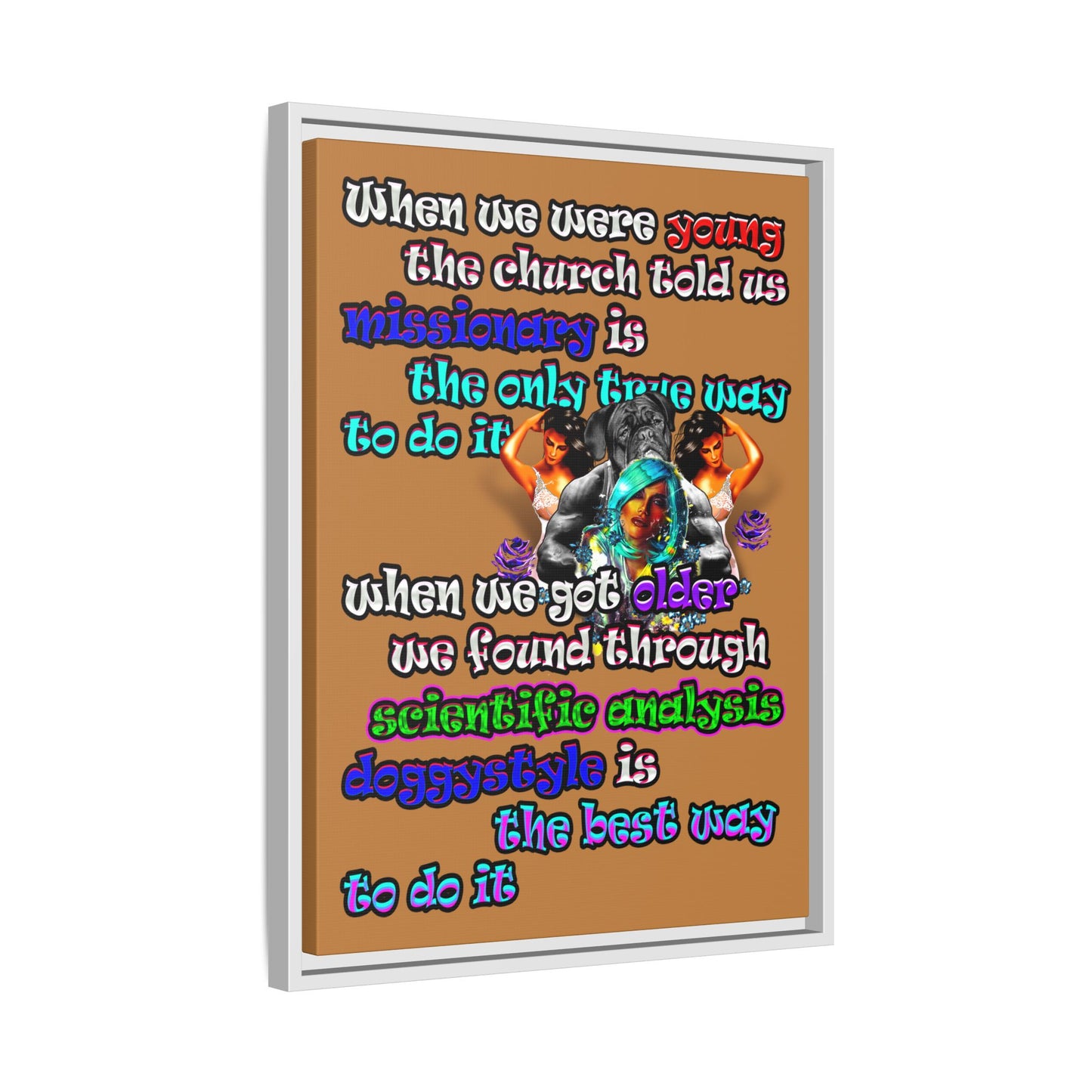 doggystyle - framed canvas art (light brown)