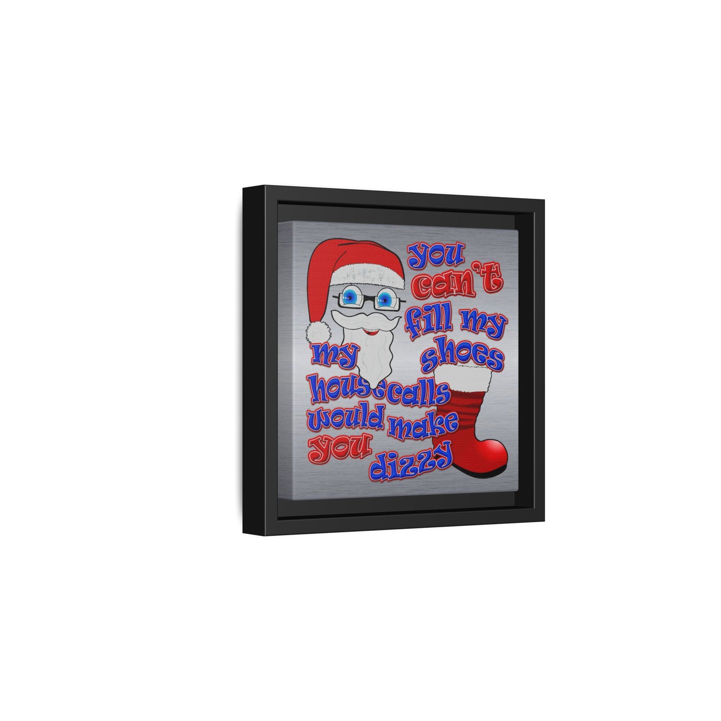 santa's shoes - framed canvas art (brushed nickel)