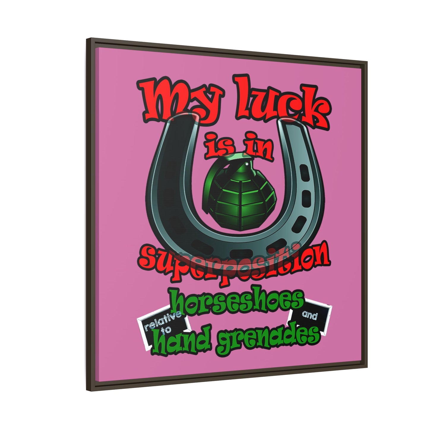 my luck - framed canvas art (light pink)