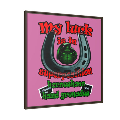 my luck - framed canvas art (light pink)