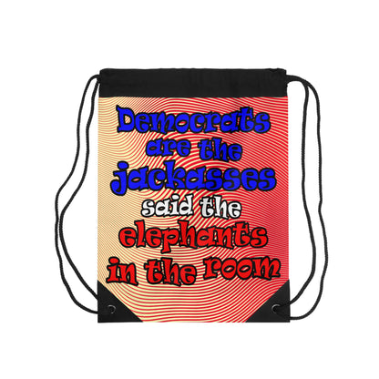 donkeys and elephants - Drawstring Bag (yellow-orange wave)