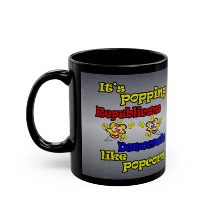 popping like popcorn - Black Mug (brushed nickel)