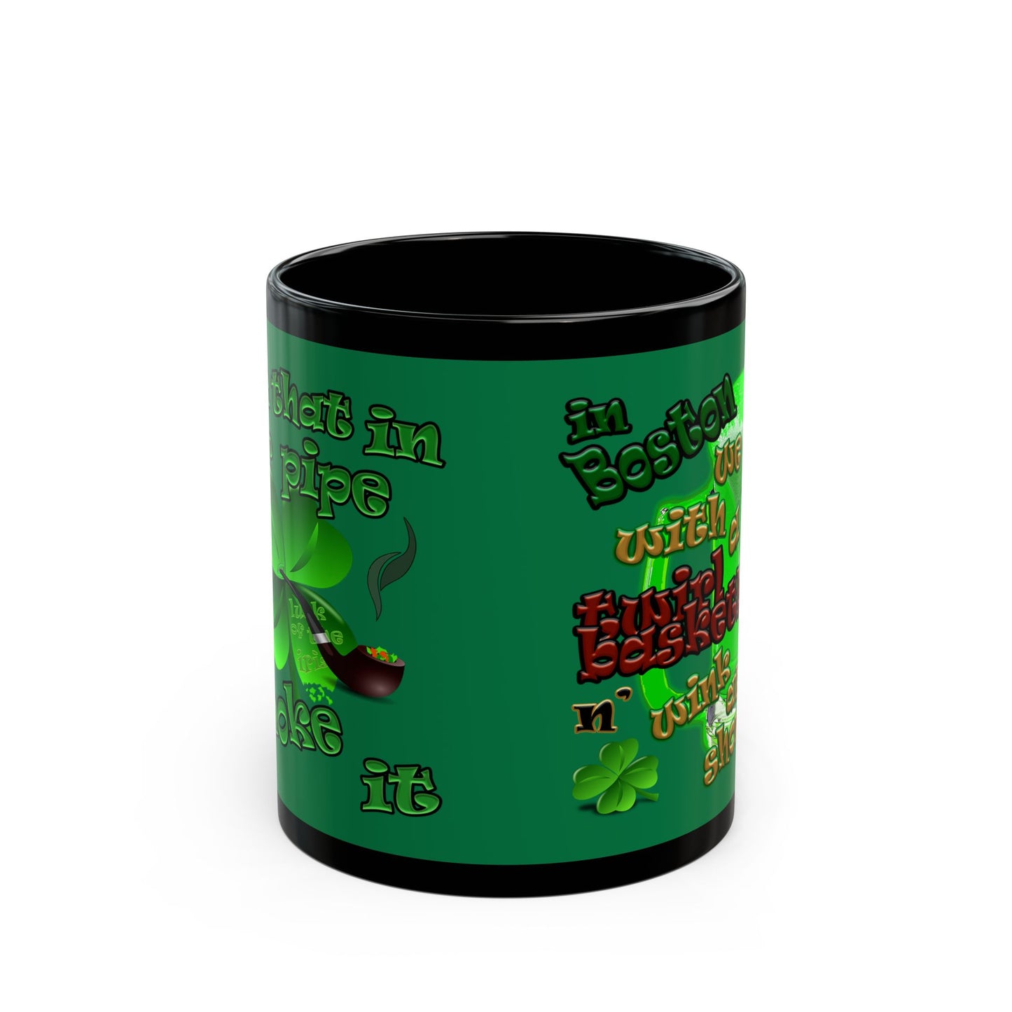 celtics logo - Black Mug (dark green)