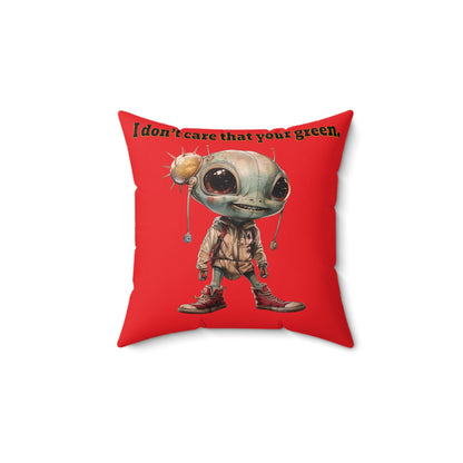I don't care that your grey - Faux Suede Square Pillow - (red)