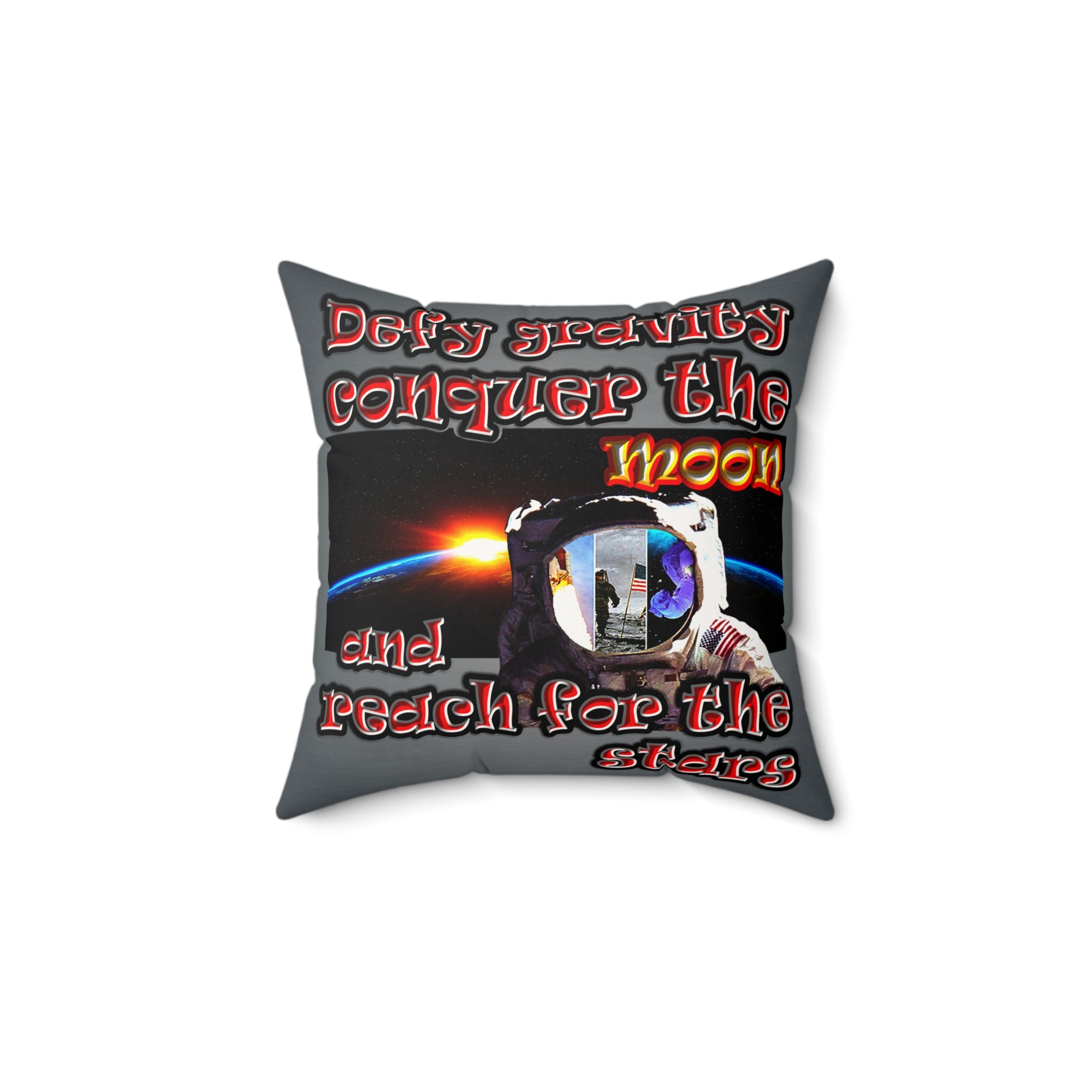 defy conquer reach - Faux Suede Square Pillow - (grey-light grey)