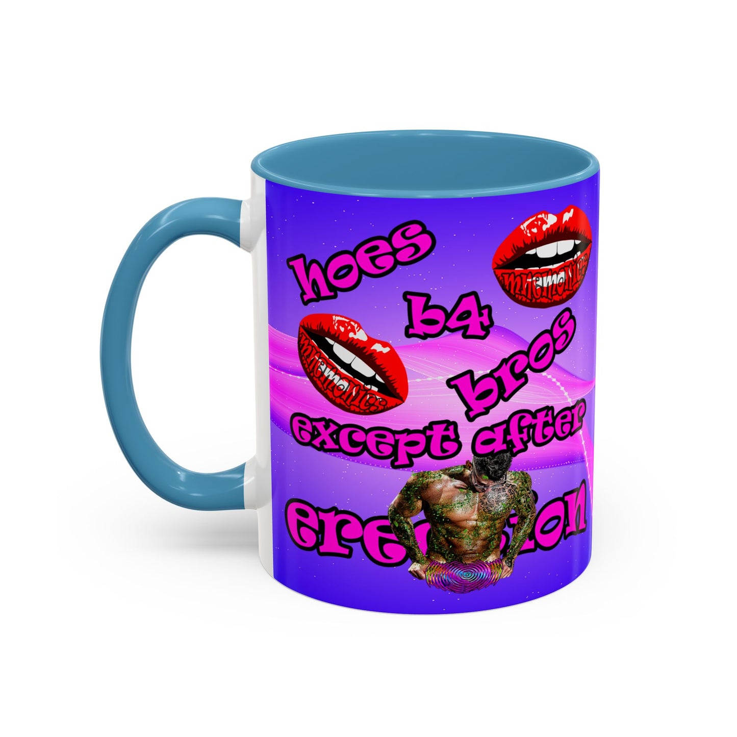 hoes b4 bros - Accent Mug (purple-pink wave)