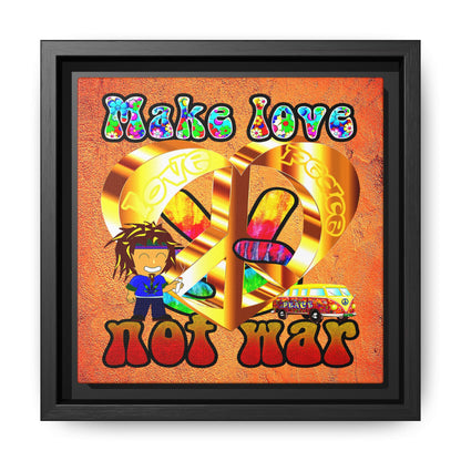 love peace - framed canvas art (burnt orange)