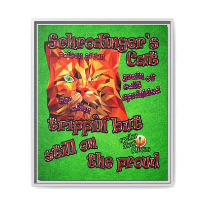 schrodinger's cat - framed canvas art (green turf)