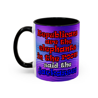 donkeys and elephants - Accent Mug (purple wave)