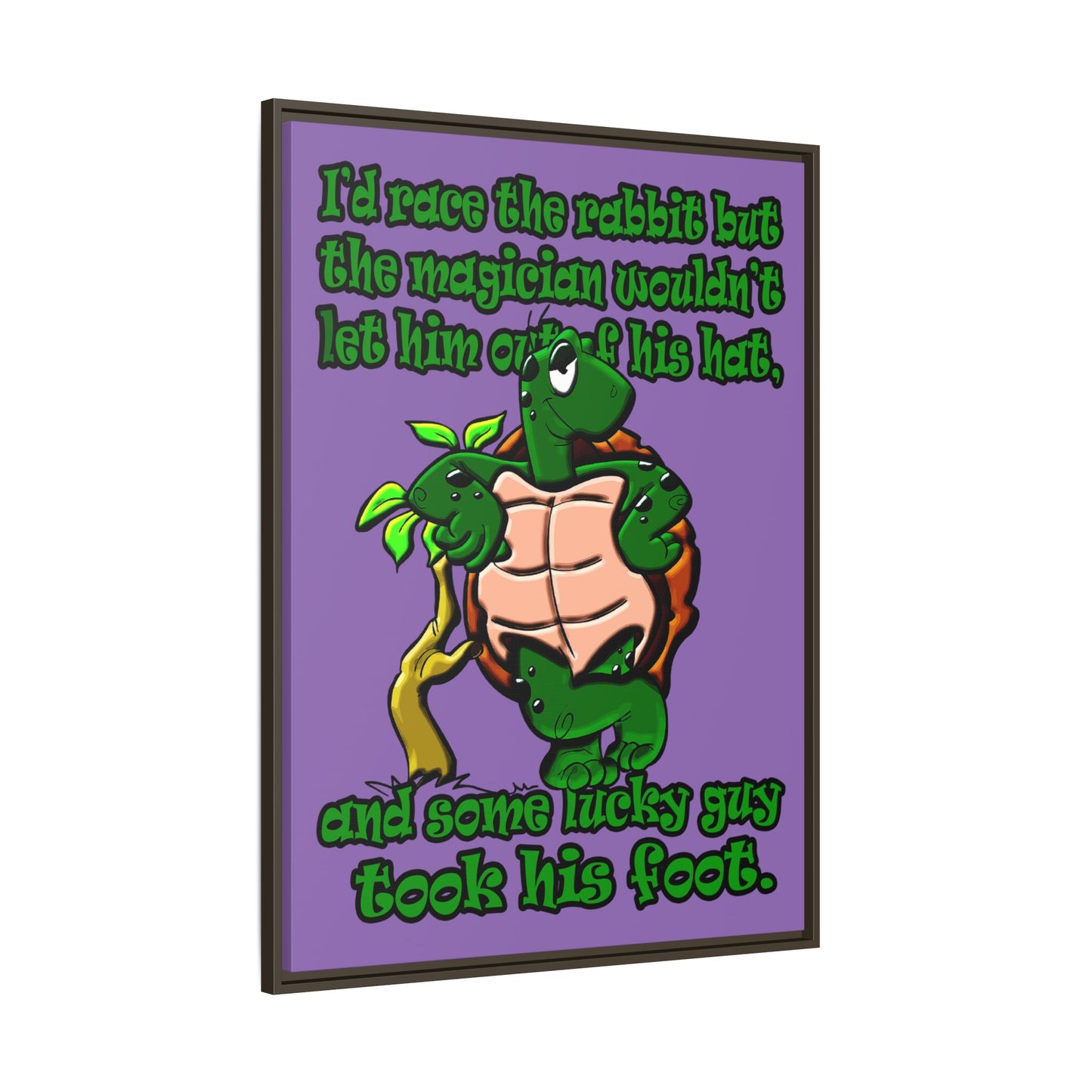 turtle race - framed canvas art (light purple)