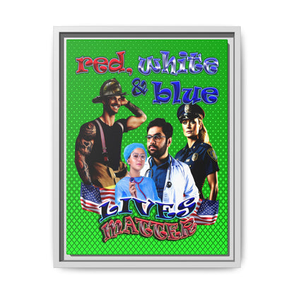 rw&b lives matter - framed canvas art (logo green)