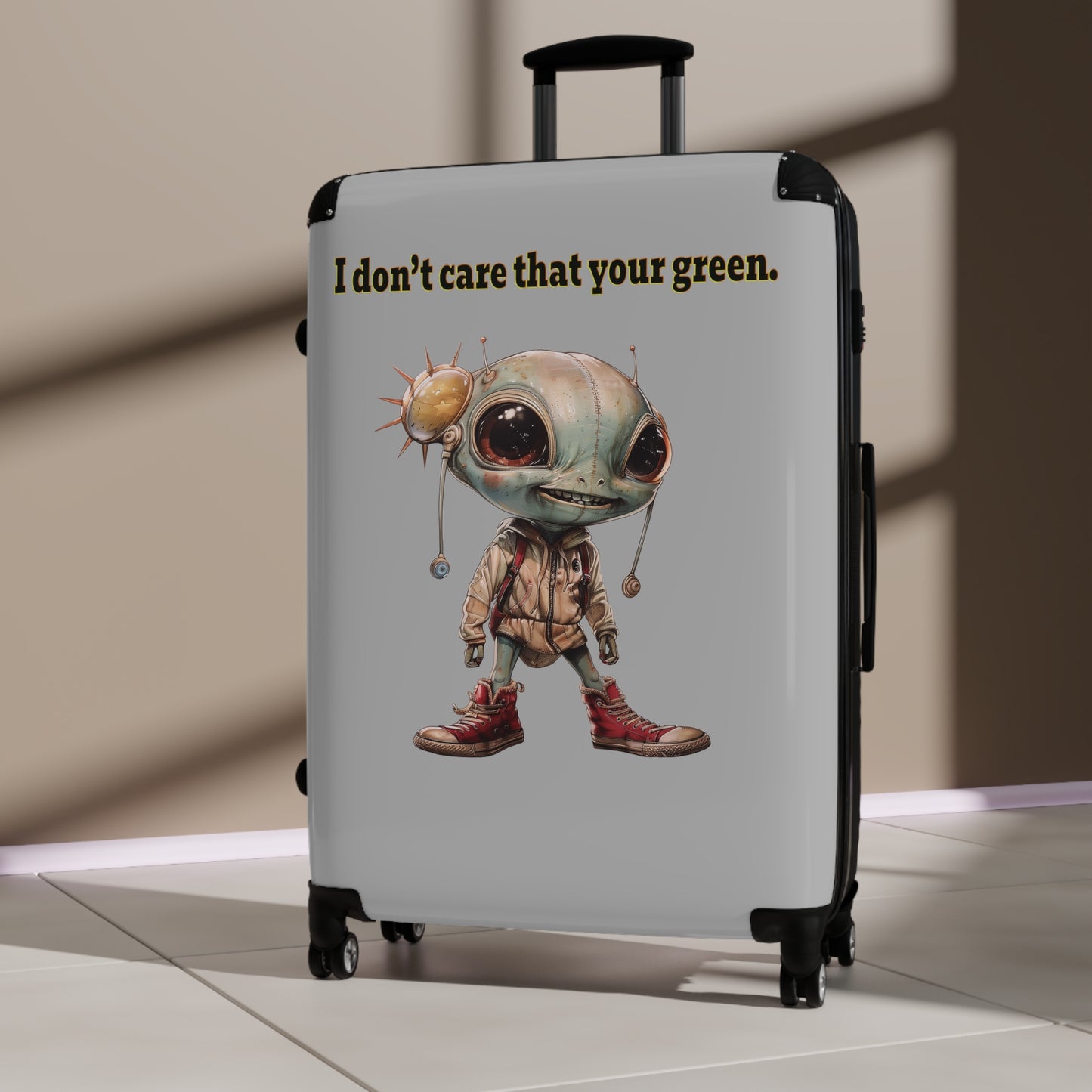 I don't care that your green - Suitcase (light grey)