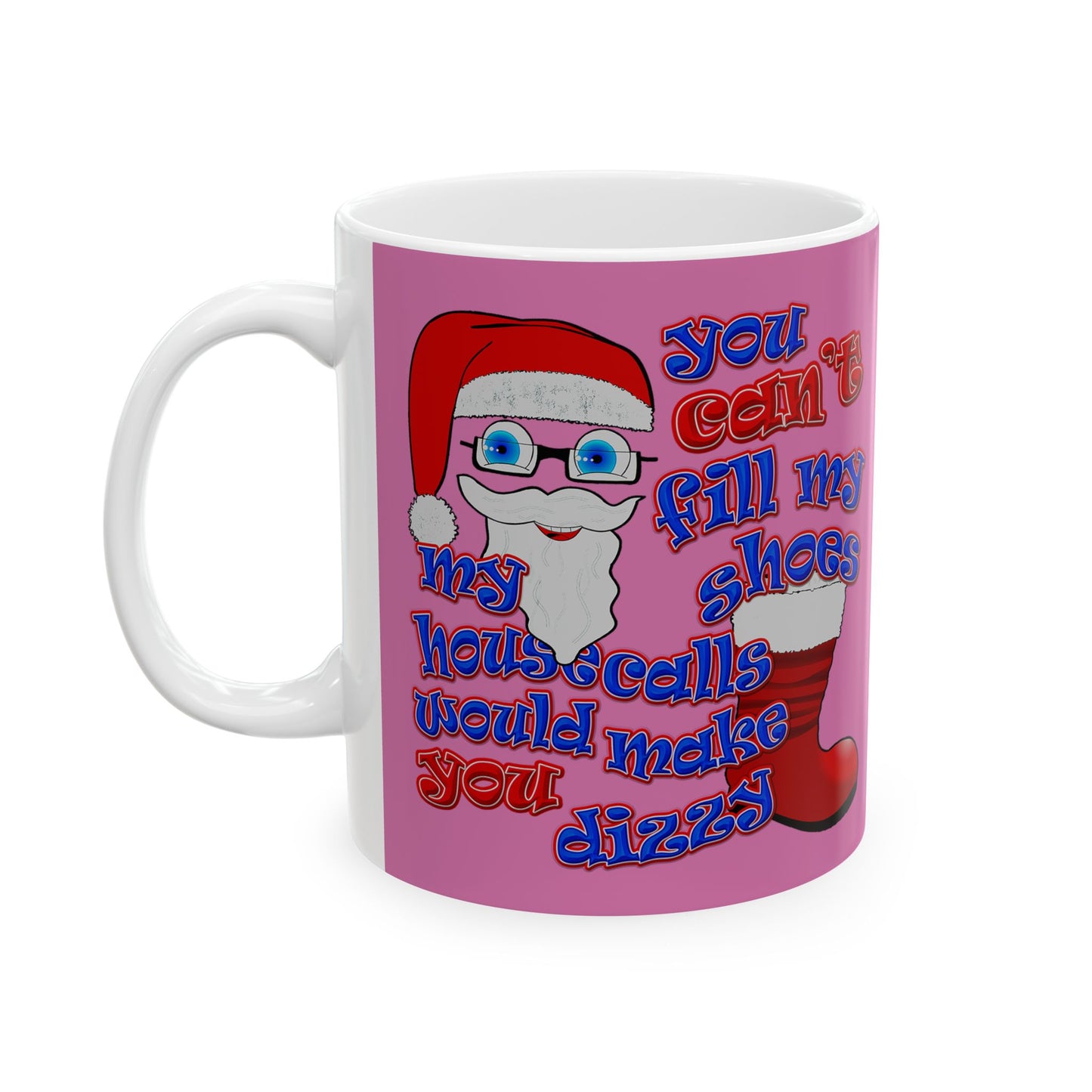 santa's shoes - White Mug (light pink)