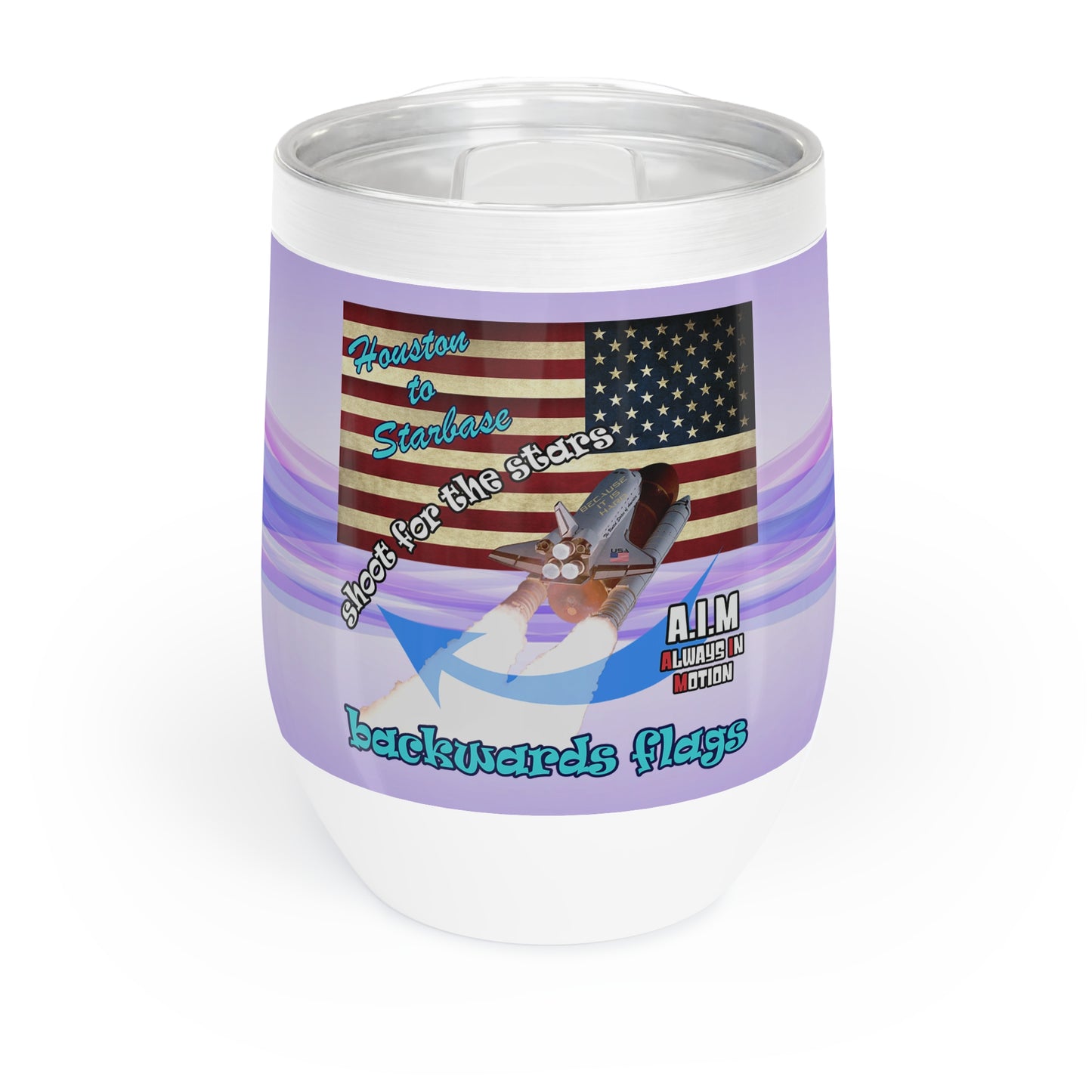 shoot for the stars - Chill Wine Tumbler (light blue-pink wave)