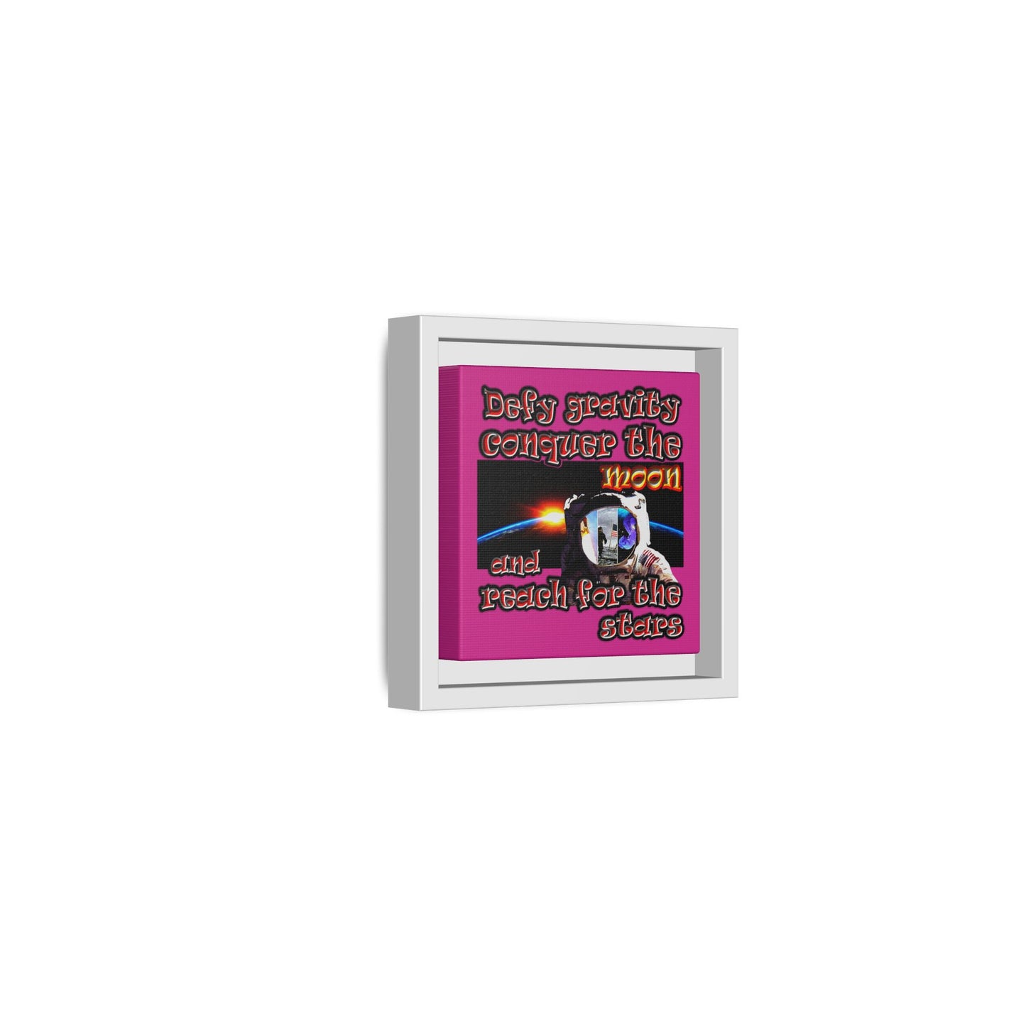 defy conquer reach - framed canvas art (pink)