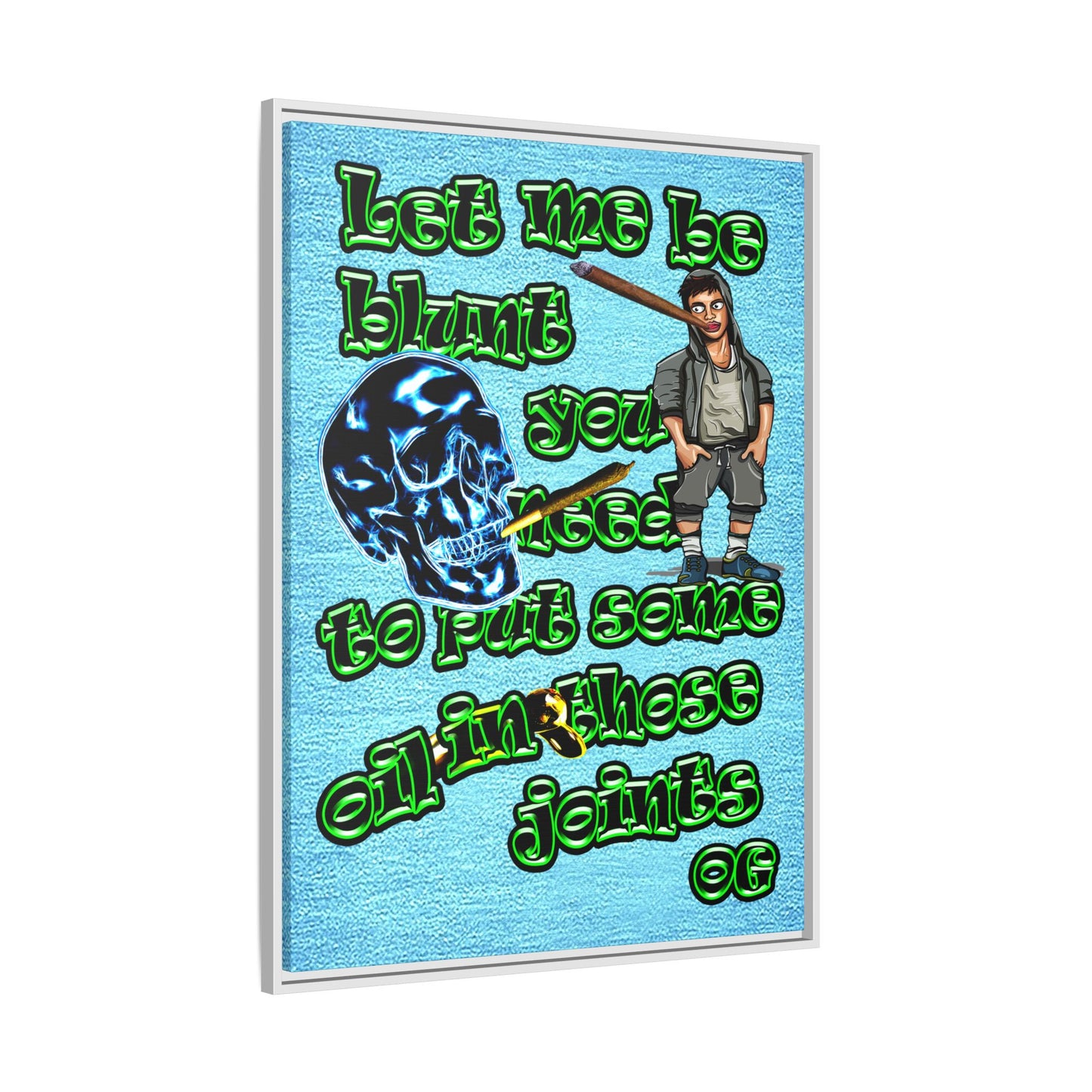og - framed canvas art (faded blue)