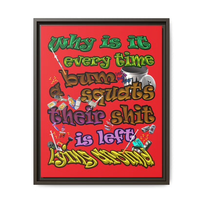 the bum's shit - framed canvas art (red)