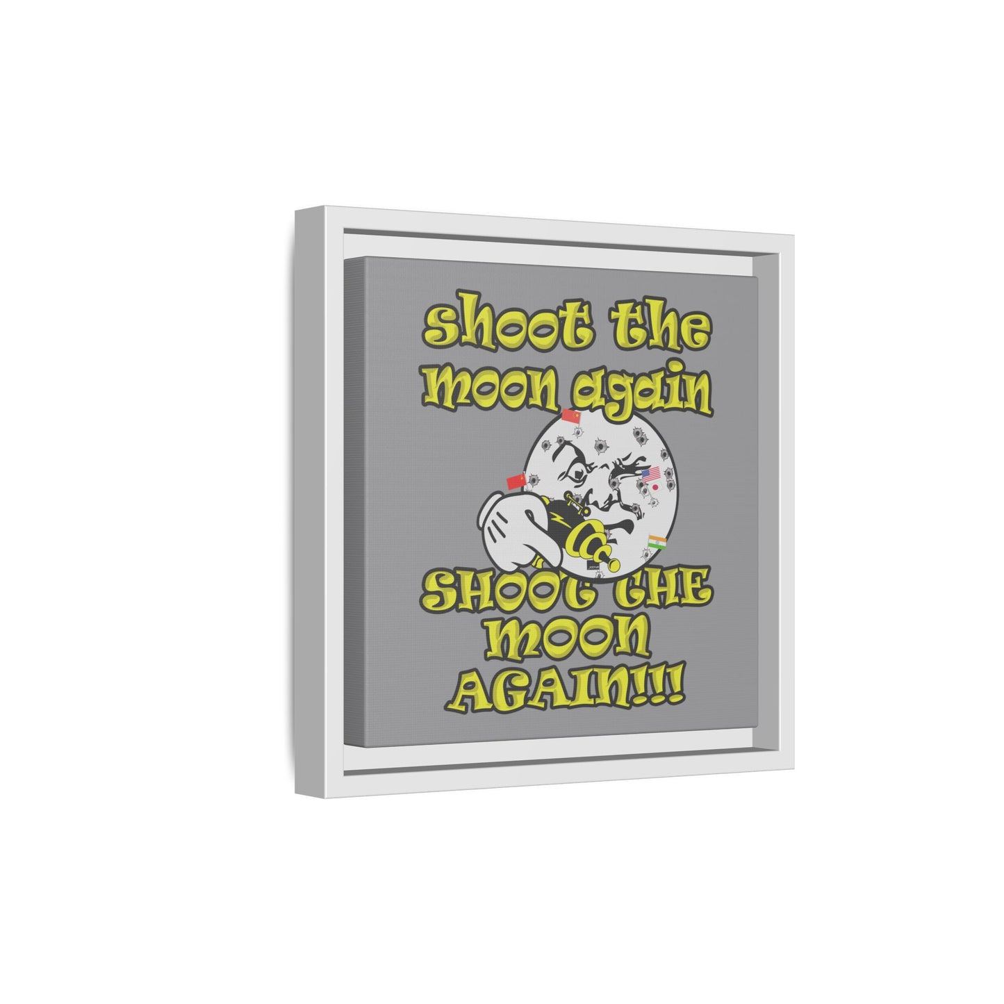 shoot the moon again - framed canvas art (grey)