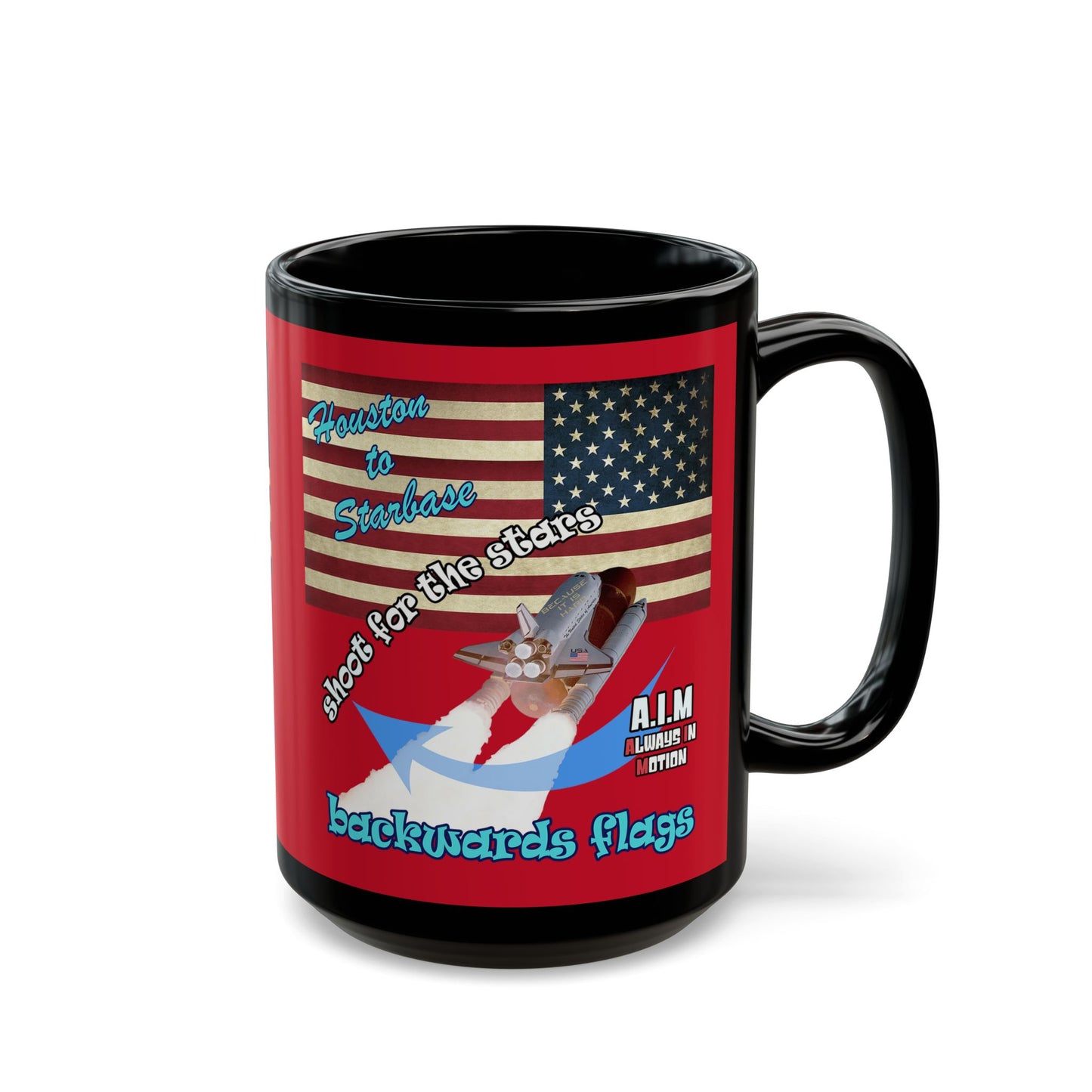 shoot for the stars - Black Mug (dark red)