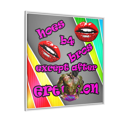 hoes b4 bros - framed canvas art (rainbow split)