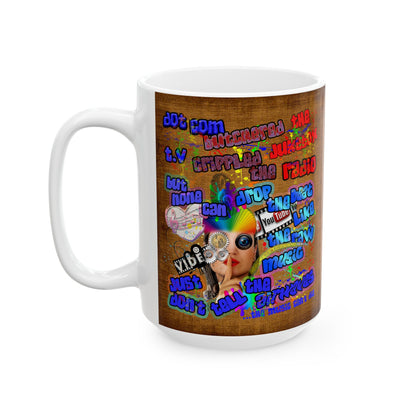 drop the beat - White Mug (brown papyrus)