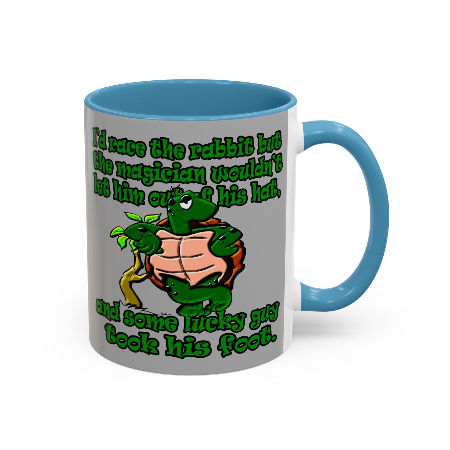 turtle race - Accent Mug (light grey)