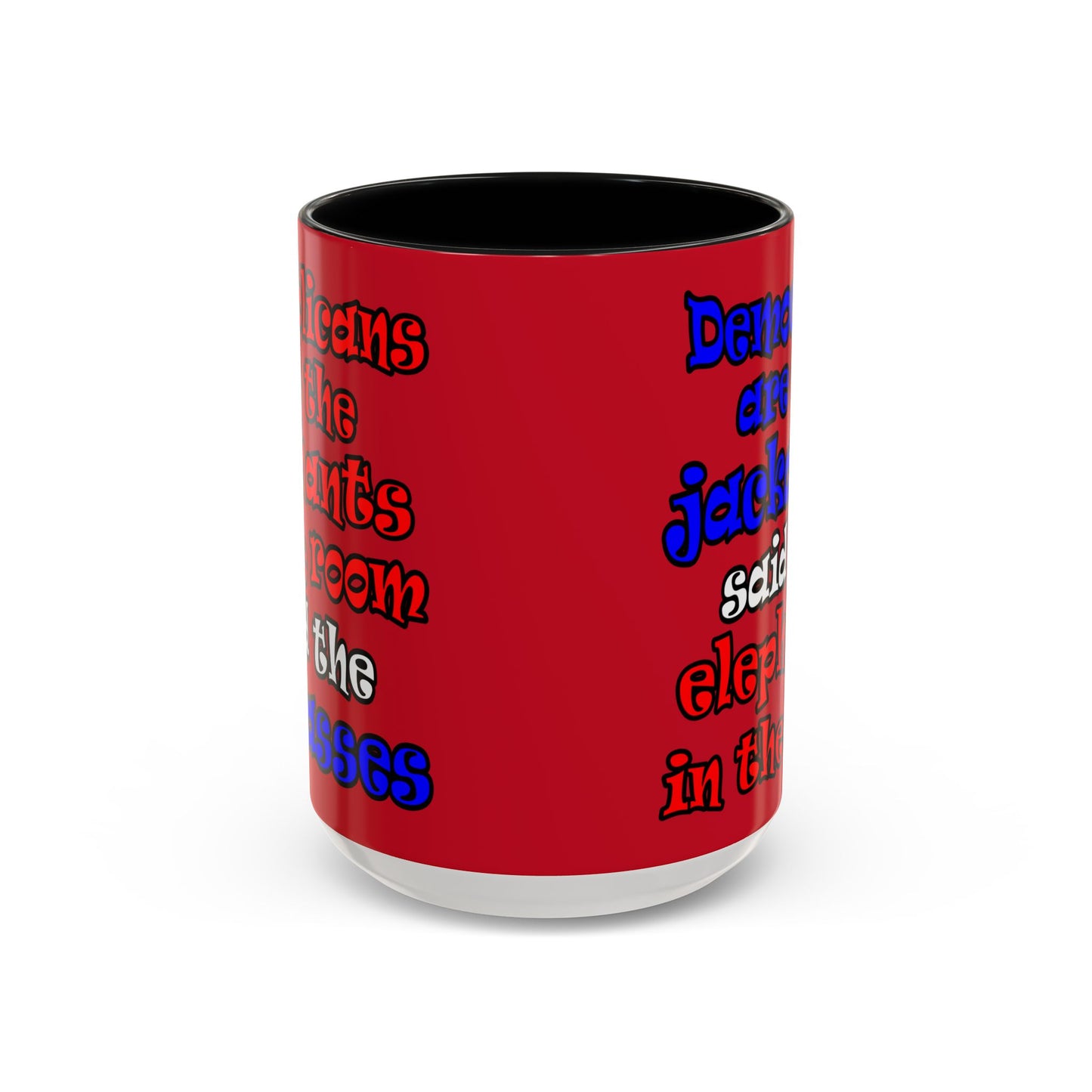 donkeys and elephants - Accent Mug (dark red)