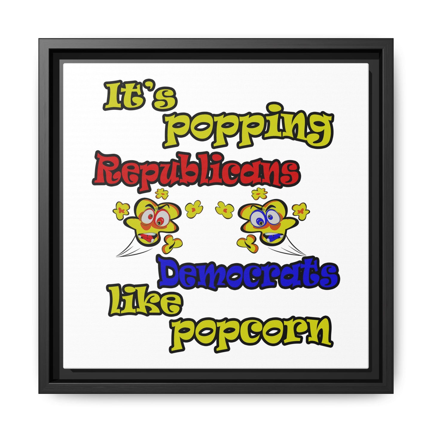 popping like popcorn - framed canvas art (white)
