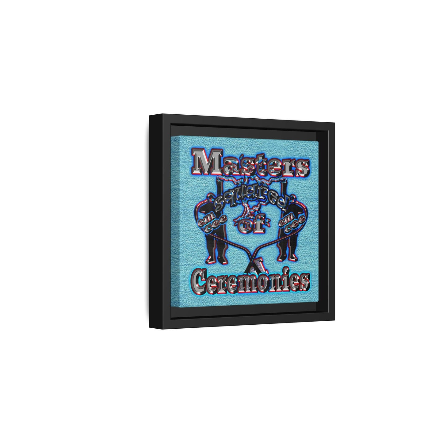 em cee squared - framed canvas art (faded blue)