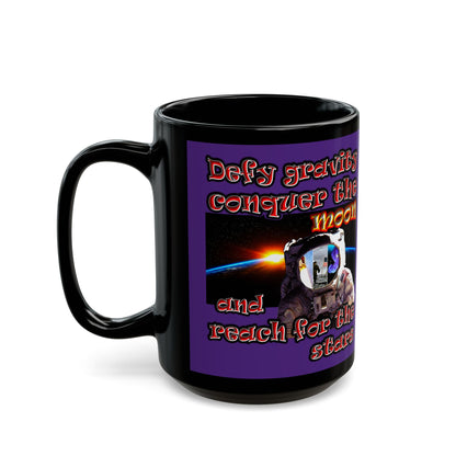 defy conquer reach - Black Mug (purple)